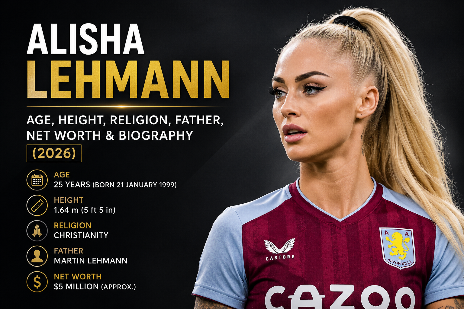 Alisha Lehmann biography 2026 featuring her age, height, religion, father, net worth, and football career details.
