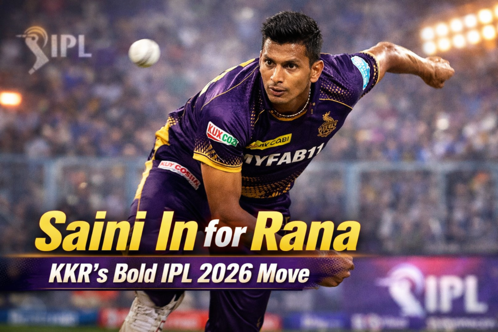 Navdeep Saini replaces Harshit Rana IPL 2026