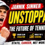 Jannik Sinner celebrating victory during tennis match 2026