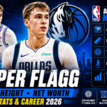 Cooper Flagg biography featured image showing age height net worth NBA stats and Dallas Mavericks career in 2026