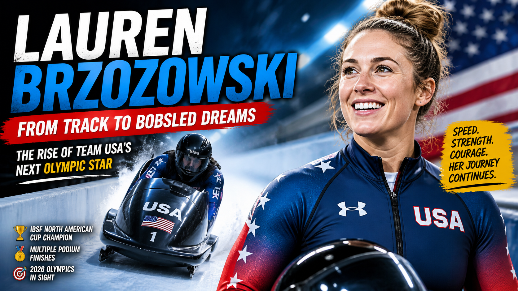 Lauren Brzozowski Team USA bobsled athlete racing at high speed on ice track Olympic hopeful 2026 monobob