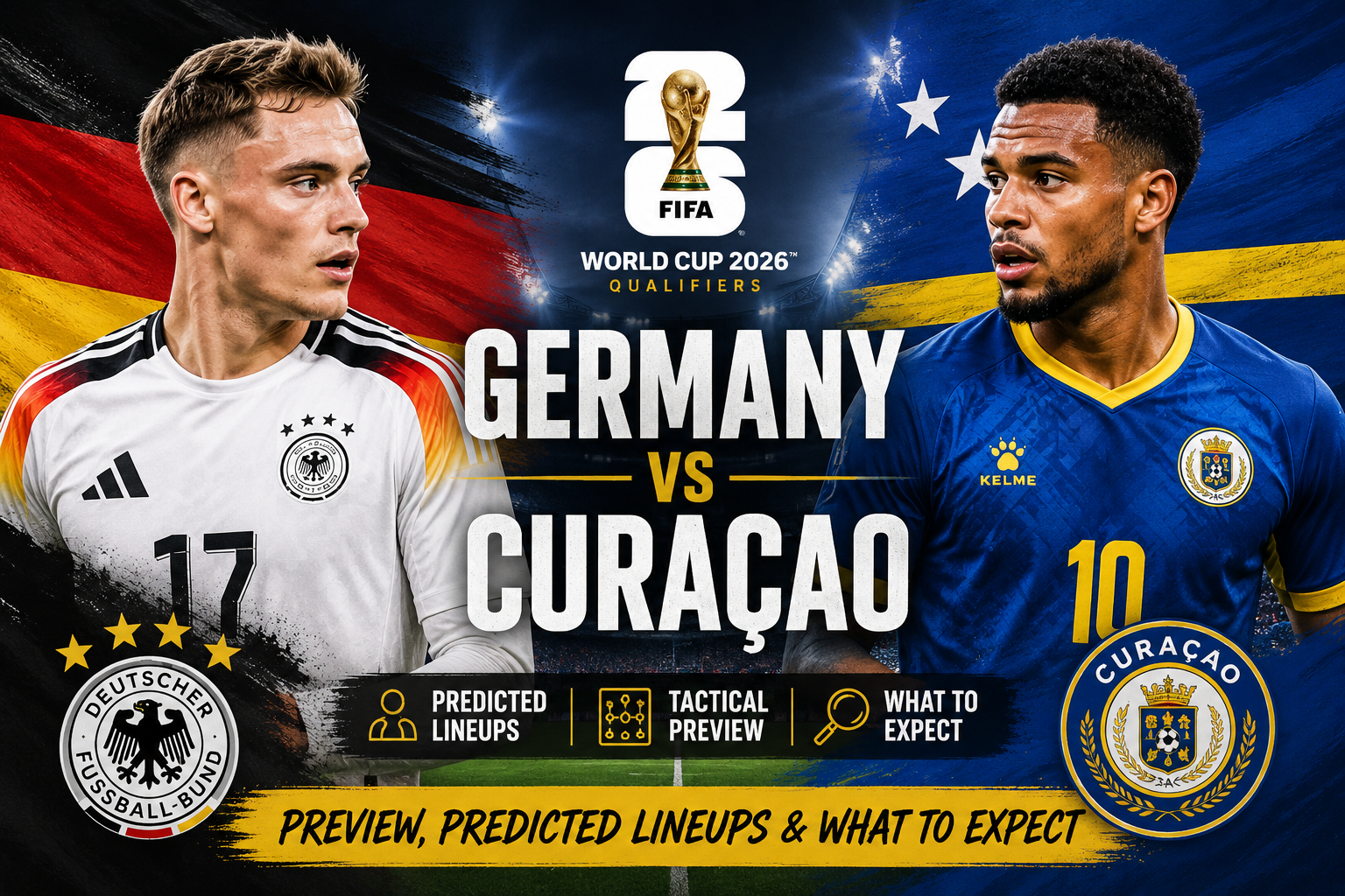 Germany vs Curaçao: Germany players at FIFA World Cup 2026 Group E match against Curaçao in Houston NRG Stadium
