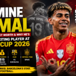 Lamine Yamal playing for Spain at FIFA World Cup 2026 wearing the number 10 shirt