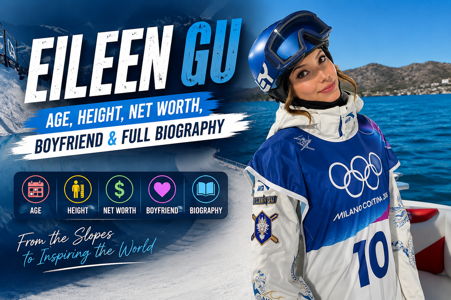 Eileen Gu competing in freestyle skiing at the 2026 Milano-Cortina Winter Olympics