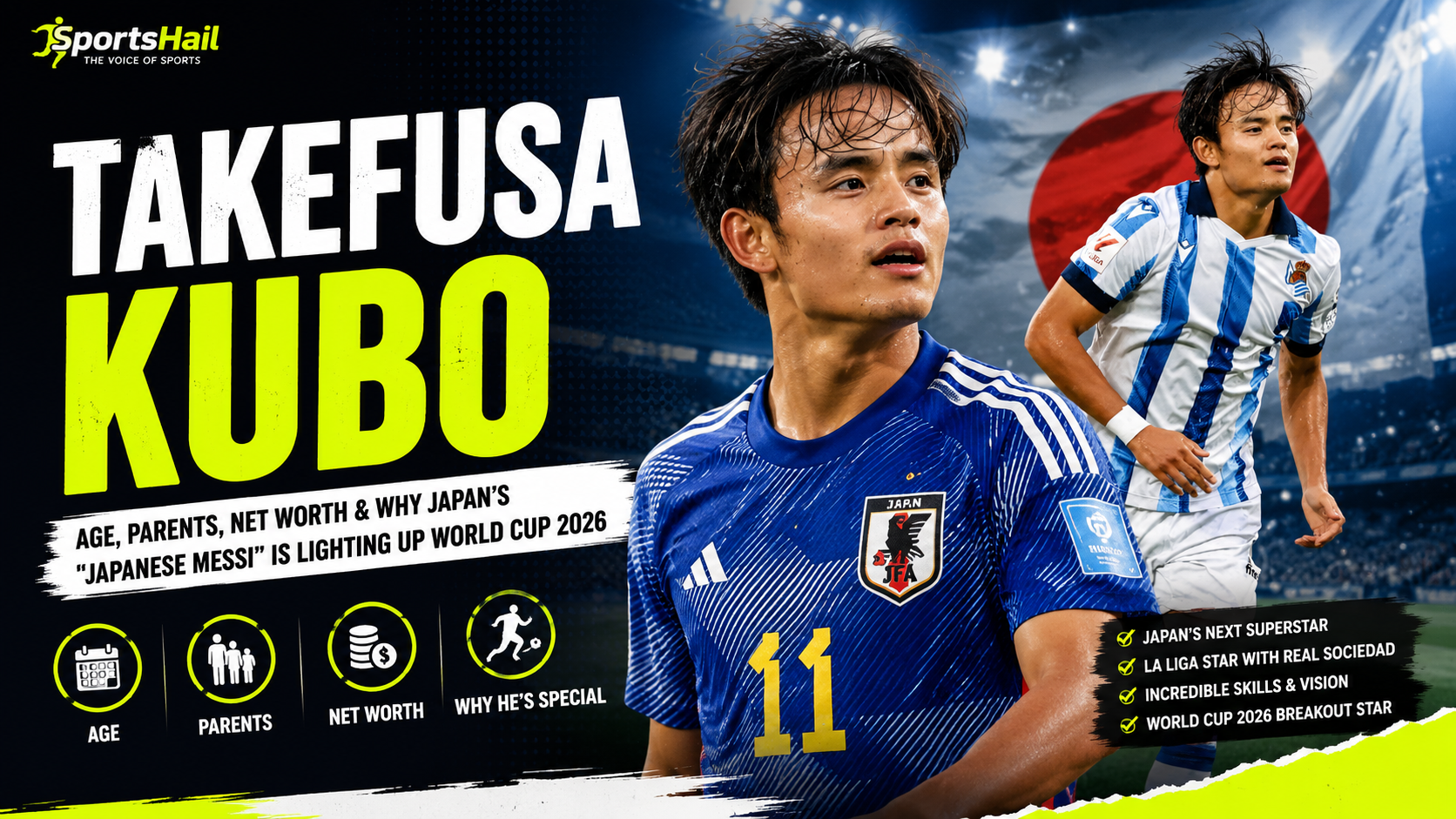 Takefusa Kubo playing for Japan at FIFA World Cup 2026 in North America