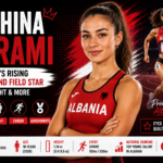 Rexhina Berami competing in track and field for Albania