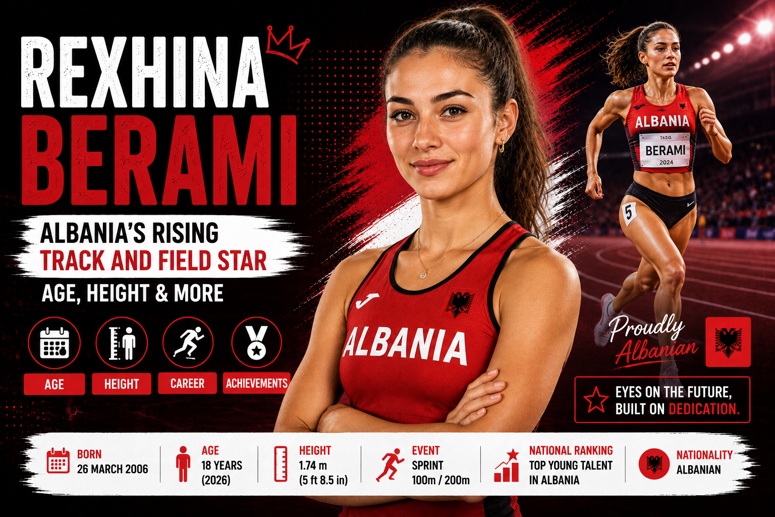 Rexhina Berami competing in track and field for Albania
